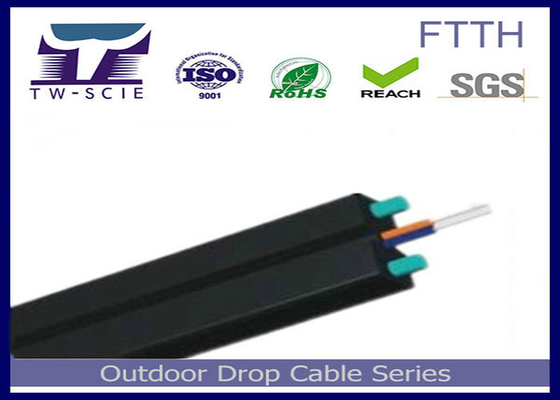 1-4 Transceiverkabel FRP bedeckten des Kern-FTTH/Stahl-Stärke-Mitglied flaches Lichtleiterkabel