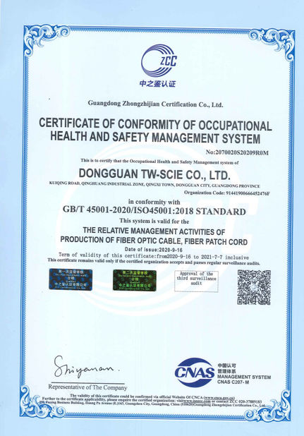 CHINA DONGGUAN TW-SCIE CO., LTD. zertifizierungen